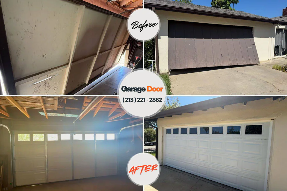 Before and after: garage door repair Little Rock, AR